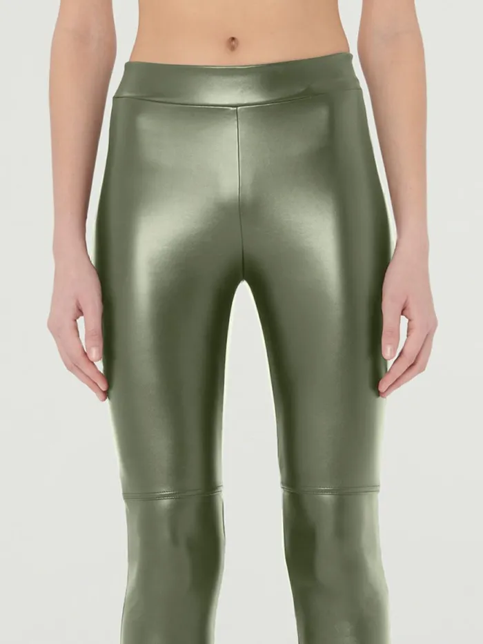 Estella Leggings 8211 Faux Leather Dusty Green Women Wolford Fashion Leggings