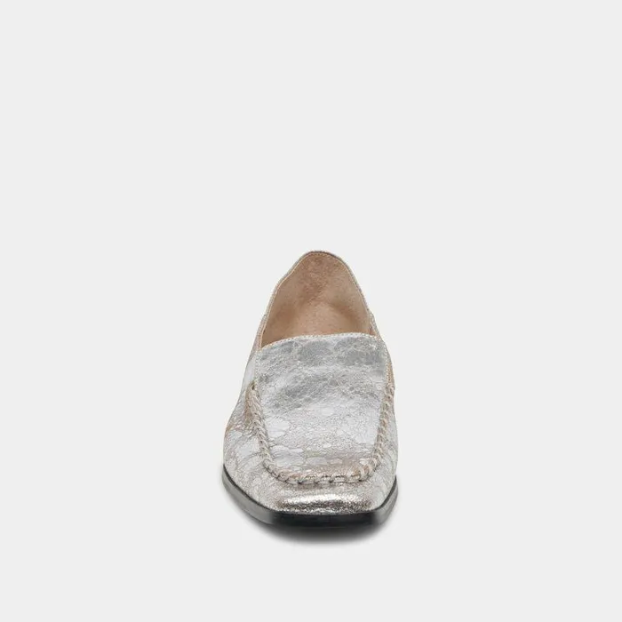 Flats and Loafers Shop Dolce Vita Beny Flats Silver Distressed Leather Silver Leather Flats For Women Silver Distressed Leather