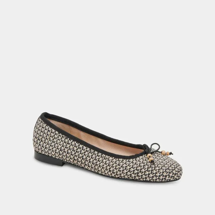Flats and Loafers Shop Dolce Vita Cacy Ballet Flats White Black Raffia White Black Raffia