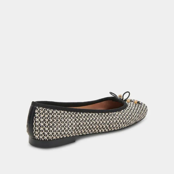Flats and Loafers Shop Dolce Vita Cacy Ballet Flats White Black Raffia White Black Raffia