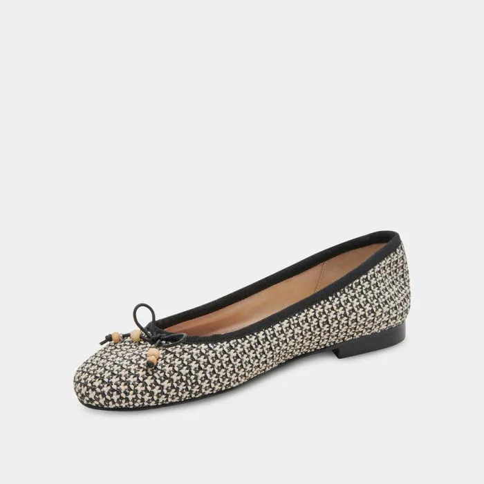Flats and Loafers Shop Dolce Vita Cacy Ballet Flats White Black Raffia White Black Raffia