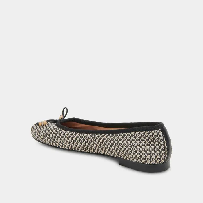 Flats and Loafers Shop Dolce Vita Cacy Ballet Flats White Black Raffia White Black Raffia