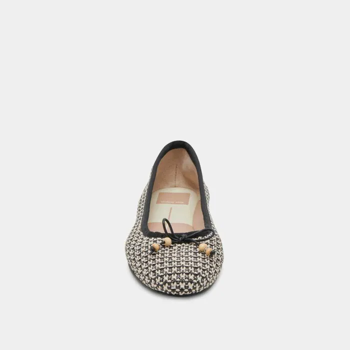 Flats and Loafers Shop Dolce Vita Cacy Ballet Flats White Black Raffia White Black Raffia