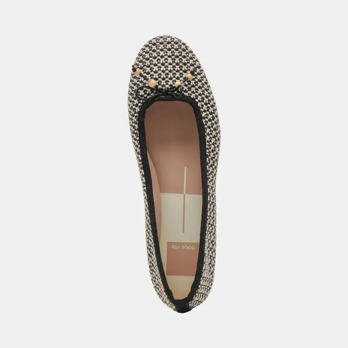 Flats and Loafers Shop Dolce Vita Cacy Ballet Flats White Black Raffia White Black Raffia
