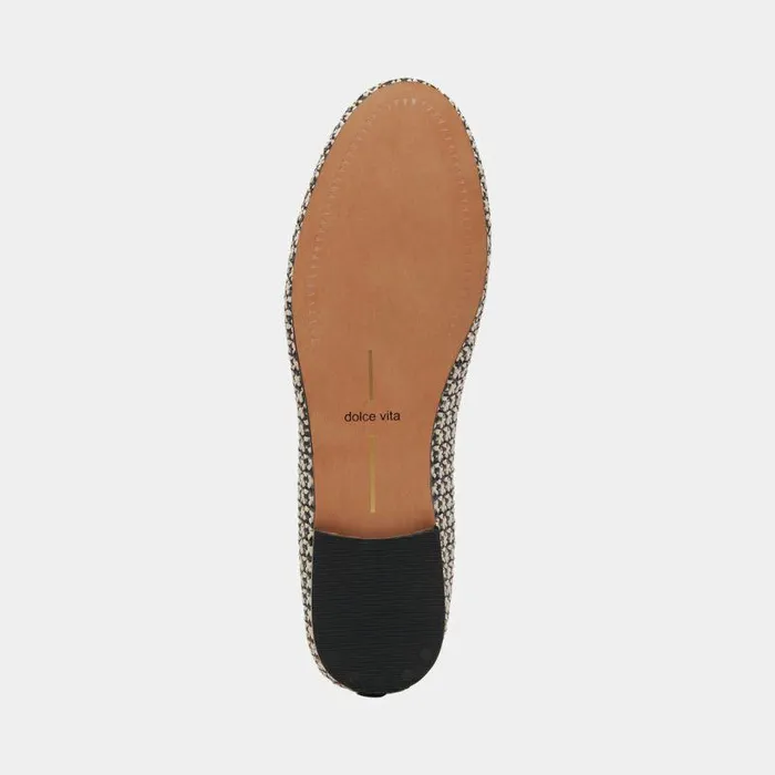 Flats and Loafers Shop Dolce Vita Cacy Ballet Flats White Black Raffia White Black Raffia