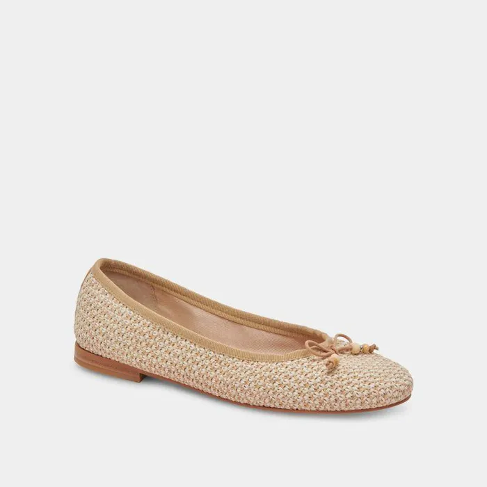 Flats and Loafers Shop Dolce Vita Cacy Ballet Flats White Natural Raffia White Natural Raffia
