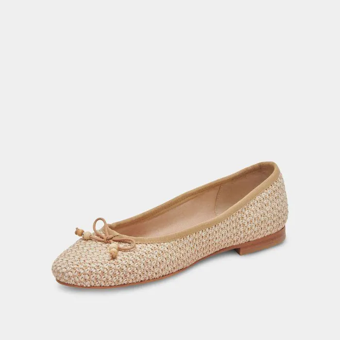 Flats and Loafers Shop Dolce Vita Cacy Ballet Flats White Natural Raffia White Natural Raffia