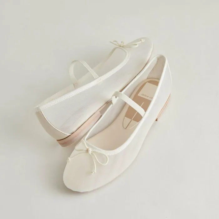 Flats and Loafers Shop Dolce Vita Cadel Ballet Flats Ivory Mesh Ivory Mesh