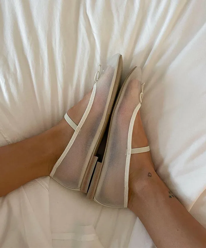 Flats and Loafers Shop Dolce Vita Cadel Ballet Flats Ivory Mesh Ivory Mesh