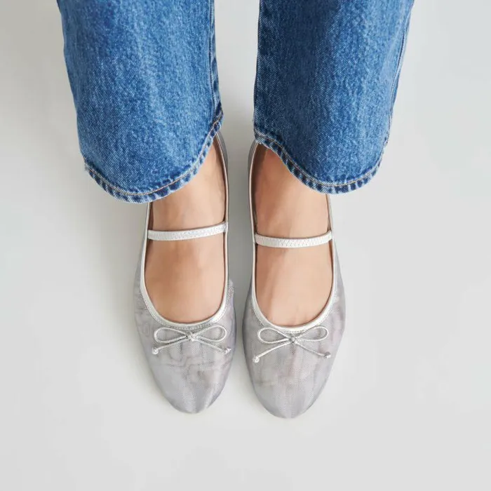 Flats and Loafers Shop Dolce Vita Cadel Ballet Flats Silver Mesh Silver Mesh