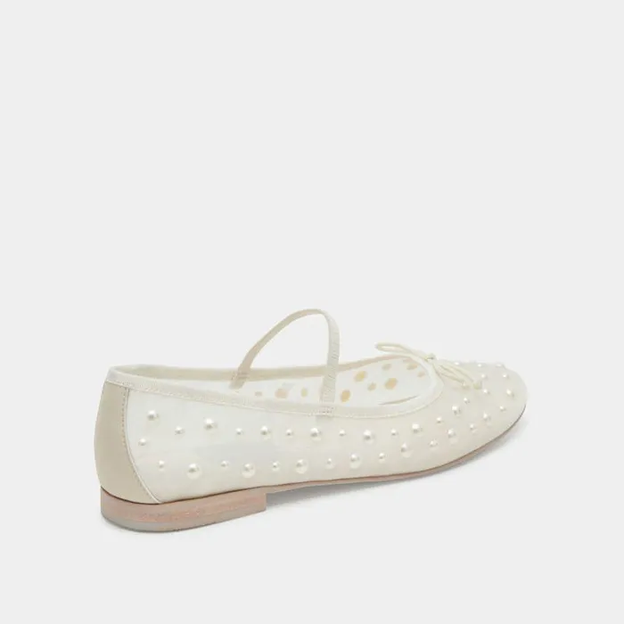Flats and Loafers Shop Dolce Vita Cadel Pearl Ballet Flats Ivory Mesh Ivory Mesh