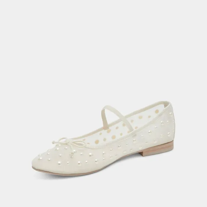 Flats and Loafers Shop Dolce Vita Cadel Pearl Ballet Flats Ivory Mesh Ivory Mesh
