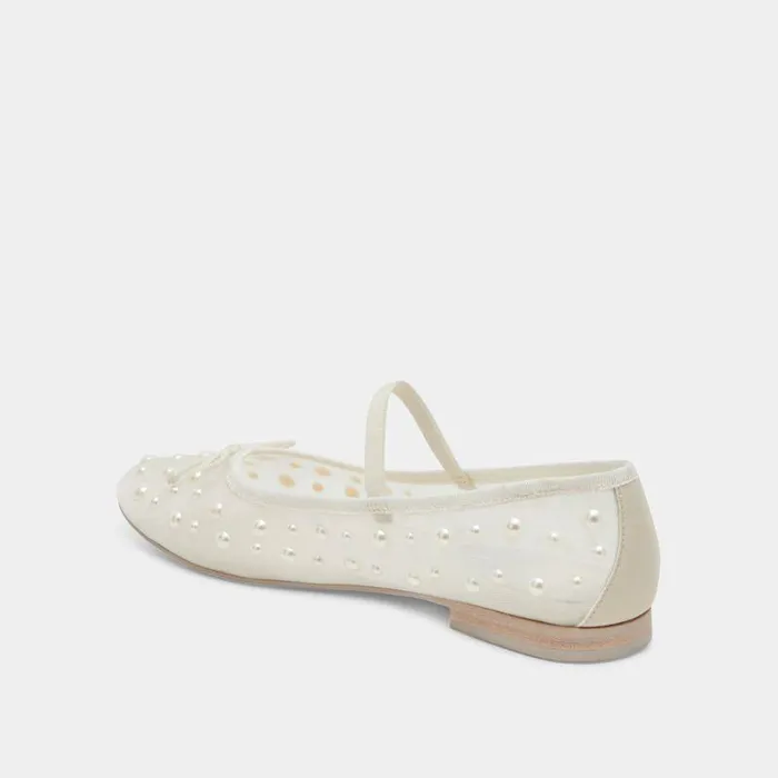 Flats and Loafers Shop Dolce Vita Cadel Pearl Ballet Flats Ivory Mesh Ivory Mesh