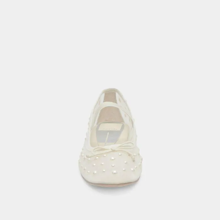 Flats and Loafers Shop Dolce Vita Cadel Pearl Ballet Flats Ivory Mesh Ivory Mesh