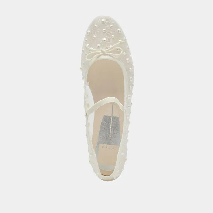 Flats and Loafers Shop Dolce Vita Cadel Pearl Ballet Flats Ivory Mesh Ivory Mesh