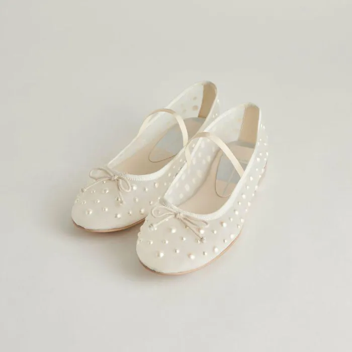 Flats and Loafers Shop Dolce Vita Cadel Pearl Ballet Flats Ivory Mesh Ivory Mesh