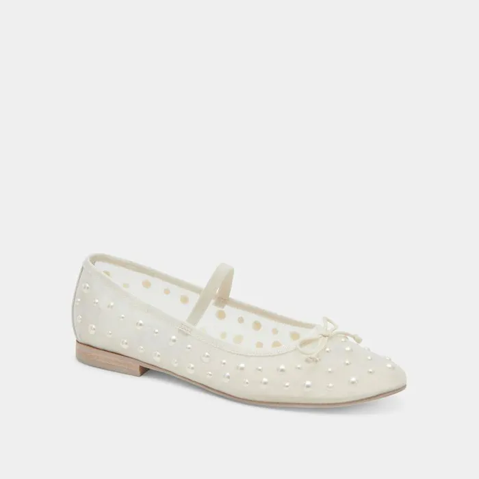 Flats and Loafers Shop Dolce Vita Cadel Pearl Ballet Flats Ivory Mesh Ivory Mesh