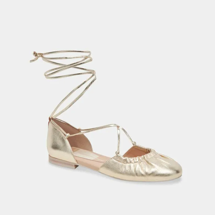 Flats and Loafers Shop Dolce Vita Cancun Ballet Flats Light Gold Metallic Leather Light Gold Metallic Leather