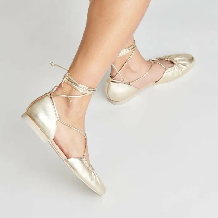 Flats and Loafers Shop Dolce Vita Cancun Ballet Flats Light Gold Metallic Leather Light Gold Metallic Leather