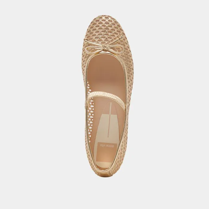 Flats and Loafers Shop Dolce Vita Carin Raffia Ballet Flats Gold Raffia Gold Raffia
