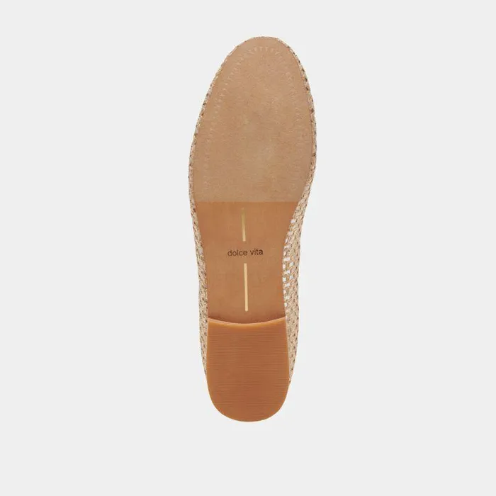 Flats and Loafers Shop Dolce Vita Carin Raffia Ballet Flats Gold Raffia Gold Raffia