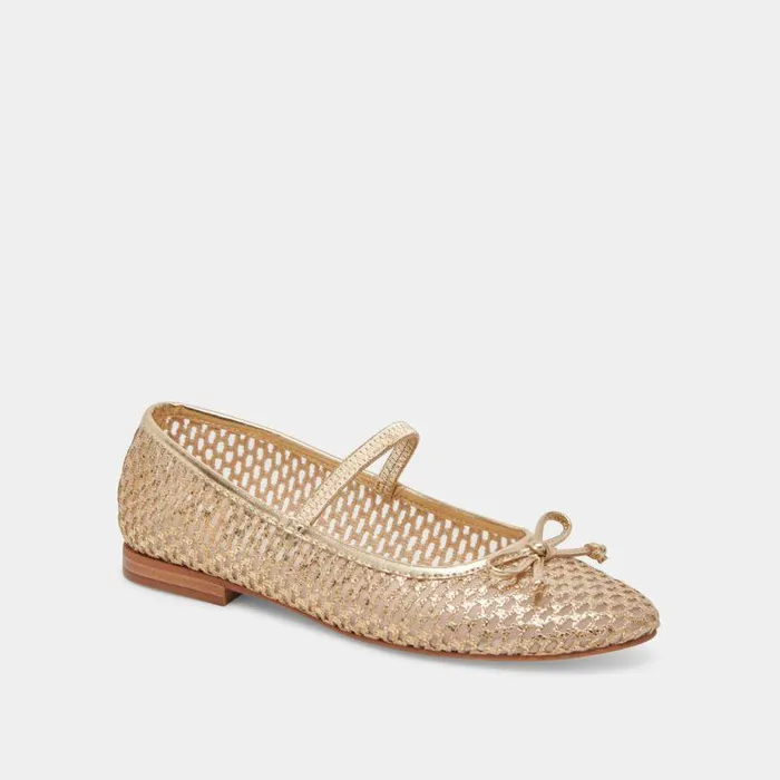 Flats and Loafers Shop Dolce Vita Carin Raffia Ballet Flats Gold Raffia Gold Raffia
