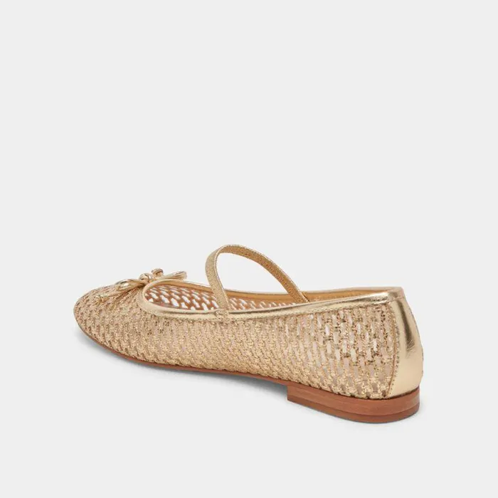 Flats and Loafers Shop Dolce Vita Carin Raffia Ballet Flats Gold Raffia Gold Raffia