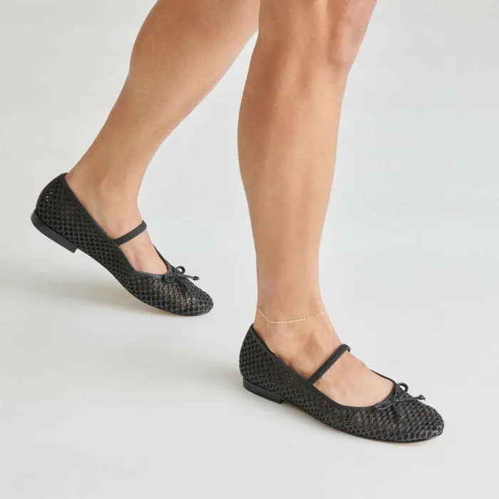 Flats and Loafers Shop Dolce Vita Carin Raffia Ballet Flats Onyx Raffia Onyx Raffia