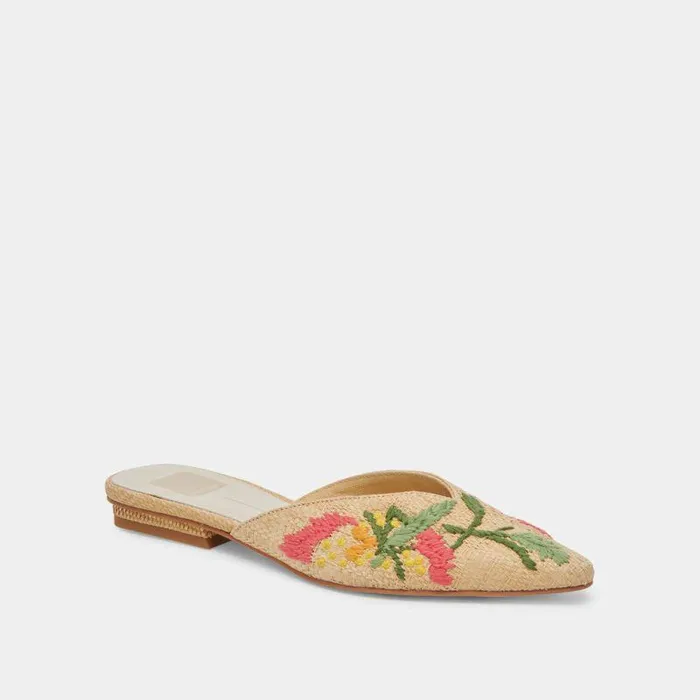 Flats and Loafers Shop Dolce Vita Elm Flats Floral Multi Raffia Floral Multi Raffia