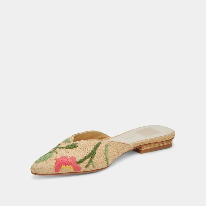 Flats and Loafers Shop Dolce Vita Elm Flats Floral Multi Raffia Floral Multi Raffia