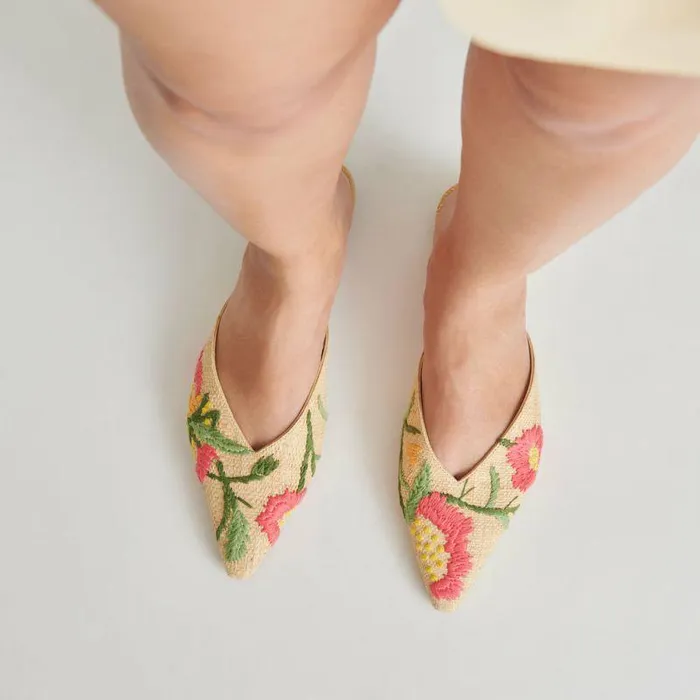 Flats and Loafers Shop Dolce Vita Elm Flats Floral Multi Raffia Floral Multi Raffia