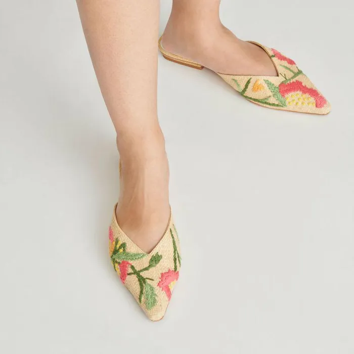 Flats and Loafers Shop Dolce Vita Elm Flats Floral Multi Raffia Floral Multi Raffia