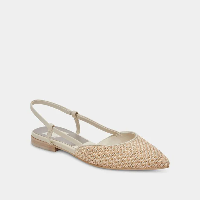 Flats and Loafers Shop Dolce Vita Narah Flats White Natural Raffia White Natural Raffia