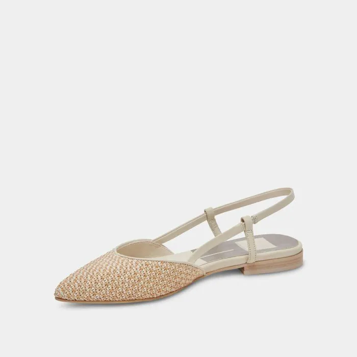 Flats and Loafers Shop Dolce Vita Narah Flats White Natural Raffia White Natural Raffia