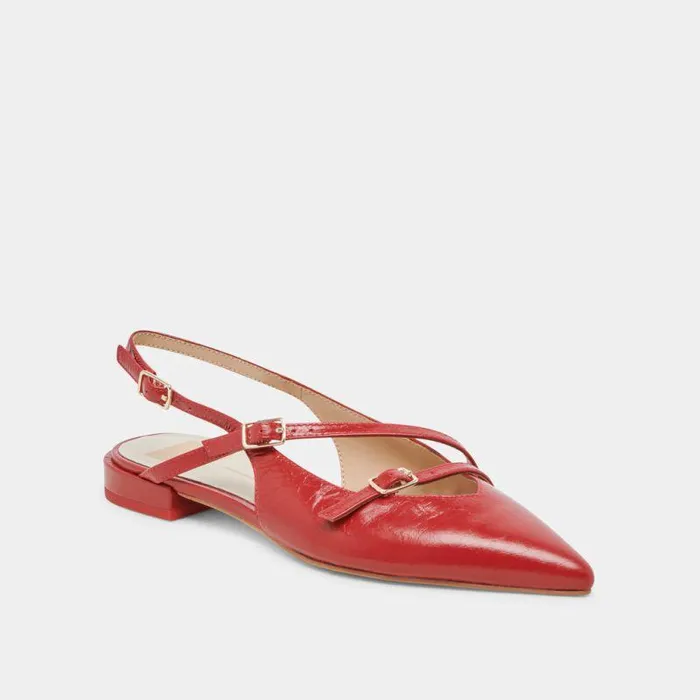 Flats and Loafers Shop Dolce Vita Pamla Flats Red Crinkle Patent Red Crinkle Patent