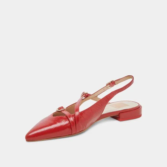 Flats and Loafers Shop Dolce Vita Pamla Flats Red Crinkle Patent Red Crinkle Patent