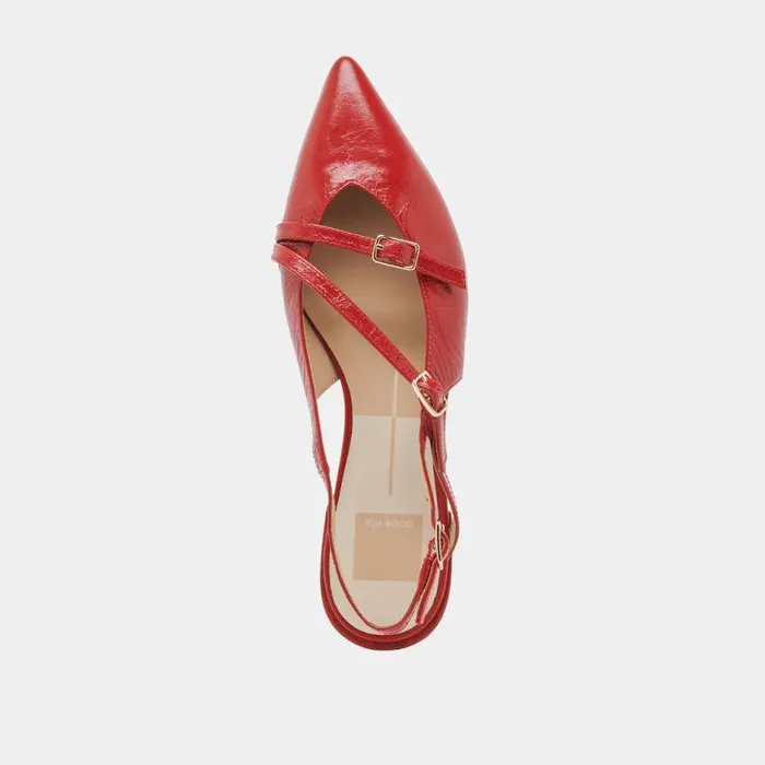 Flats and Loafers Shop Dolce Vita Pamla Flats Red Crinkle Patent Red Crinkle Patent