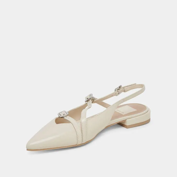 Flats and Loafers Shop Dolce Vita Pamla Pearl Flats Ivory Crinkle Patent Ivory Crinkle Patent