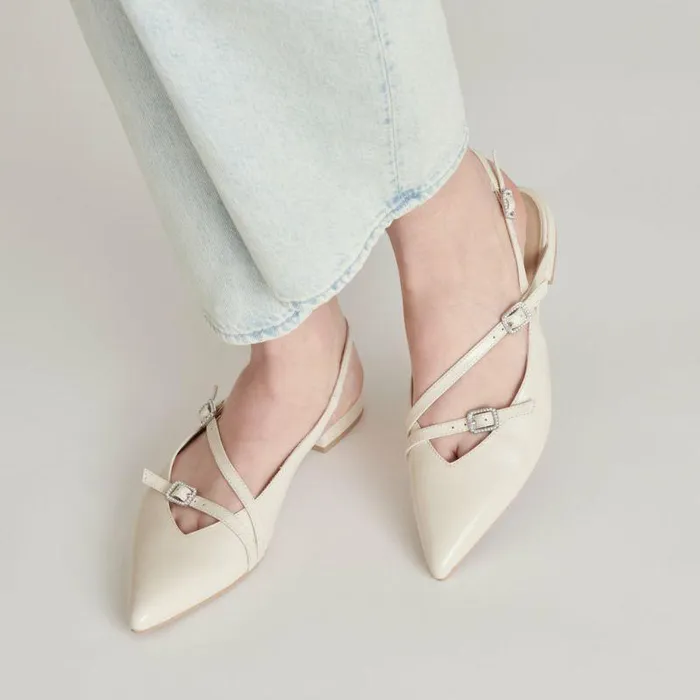 Flats and Loafers Shop Dolce Vita Pamla Pearl Flats Ivory Crinkle Patent Ivory Crinkle Patent