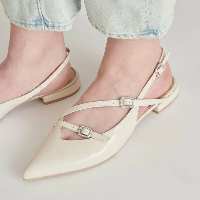 Flats and Loafers Shop Dolce Vita Pamla Pearl Flats Ivory Crinkle Patent Ivory Crinkle Patent