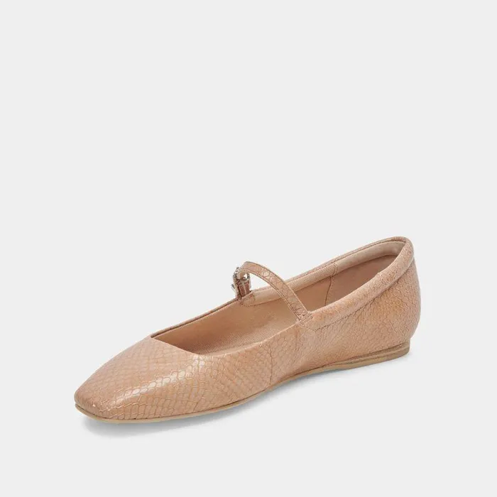 Flats and Loafers Shop Dolce Vita Reyes Ballet Flats Toffee Snake Embossed Snake Ballet Flats Toffee Snake Embossed