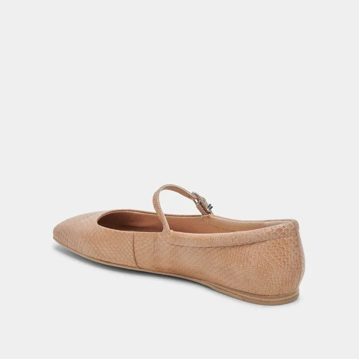 Flats and Loafers Shop Dolce Vita Reyes Ballet Flats Toffee Snake Embossed Snake Ballet Flats Toffee Snake Embossed