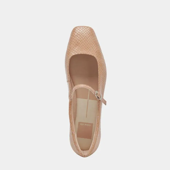 Flats and Loafers Shop Dolce Vita Reyes Ballet Flats Toffee Snake Embossed Snake Ballet Flats Toffee Snake Embossed