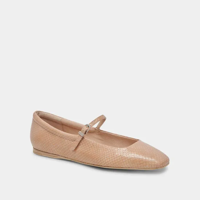 Flats and Loafers Shop Dolce Vita Reyes Ballet Flats Toffee Snake Embossed Snake Ballet Flats Toffee Snake Embossed