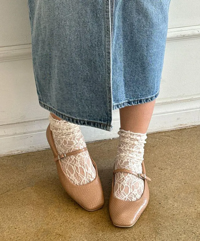 Flats and Loafers Shop Dolce Vita Reyes Ballet Flats Toffee Snake Embossed Snake Ballet Flats Toffee Snake Embossed
