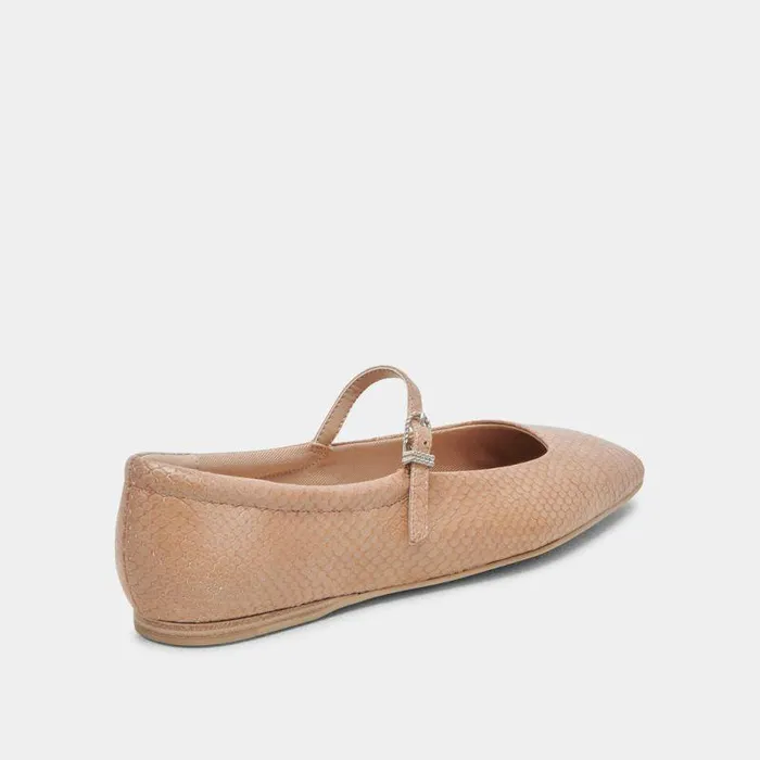 Flats and Loafers Shop Dolce Vita Reyes Ballet Flats Toffee Snake Embossed Snake Ballet Flats Toffee Snake Embossed