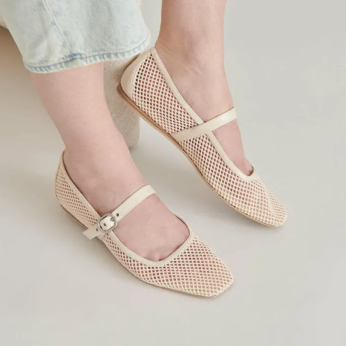 Flats and Loafers Shop Dolce Vita Rodni Mesh Ballet Flats Creme Woven Mesh Creme Woven Mesh