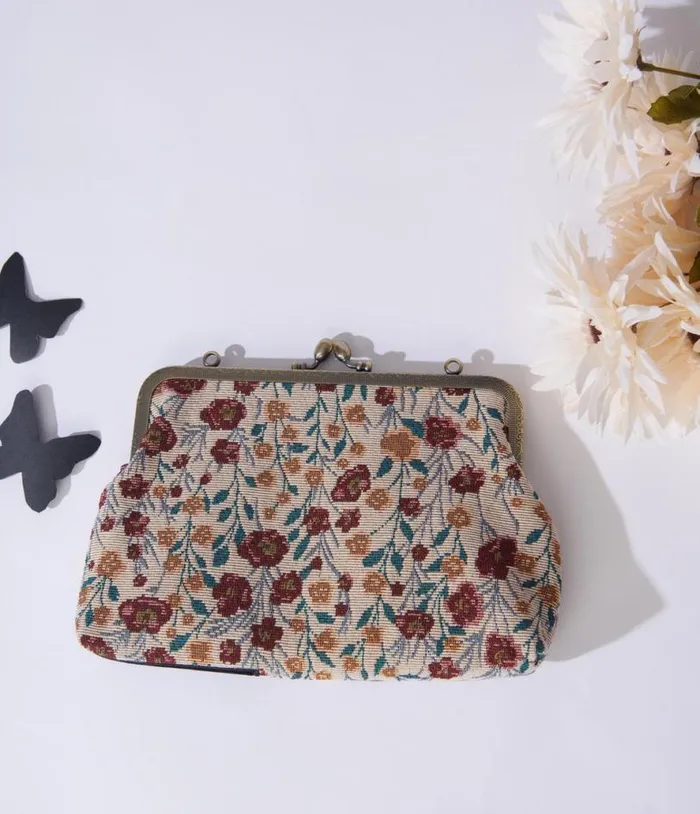 Floral Black Cat Handbag Accessories Unique Vintage Novelty Bags