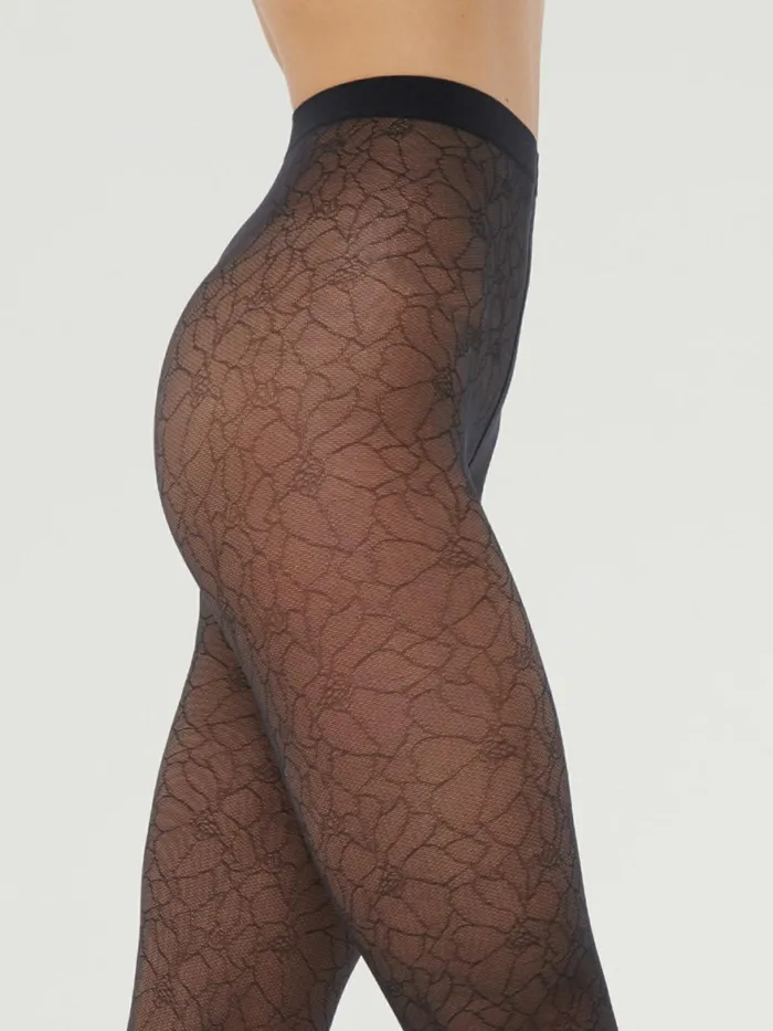 Floral Lace Tights Black Women Wolford Tights