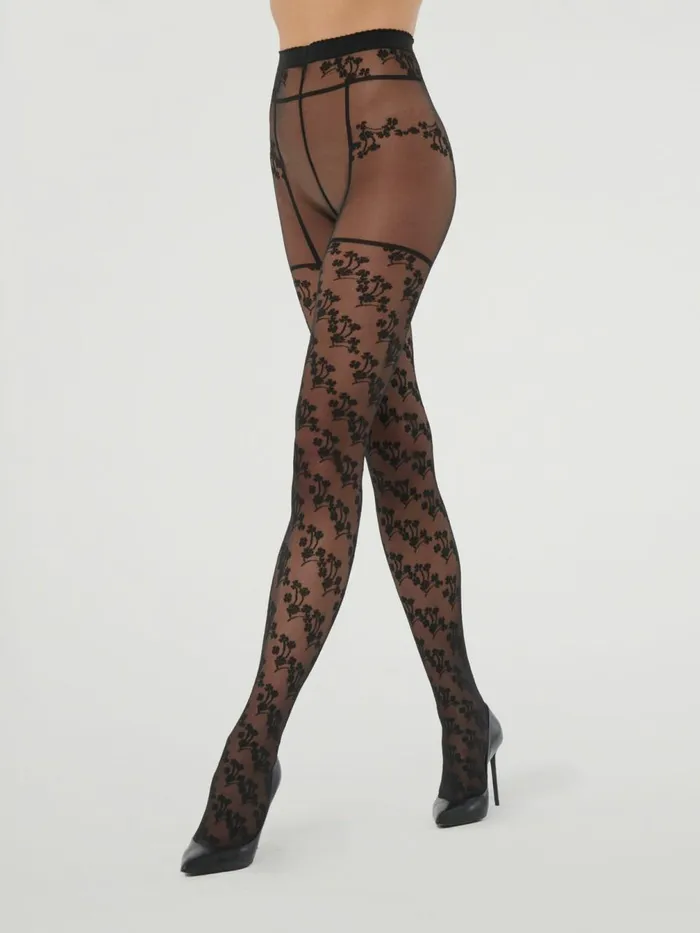Floral Suspender Tights Blackblack Women Wolford Tights